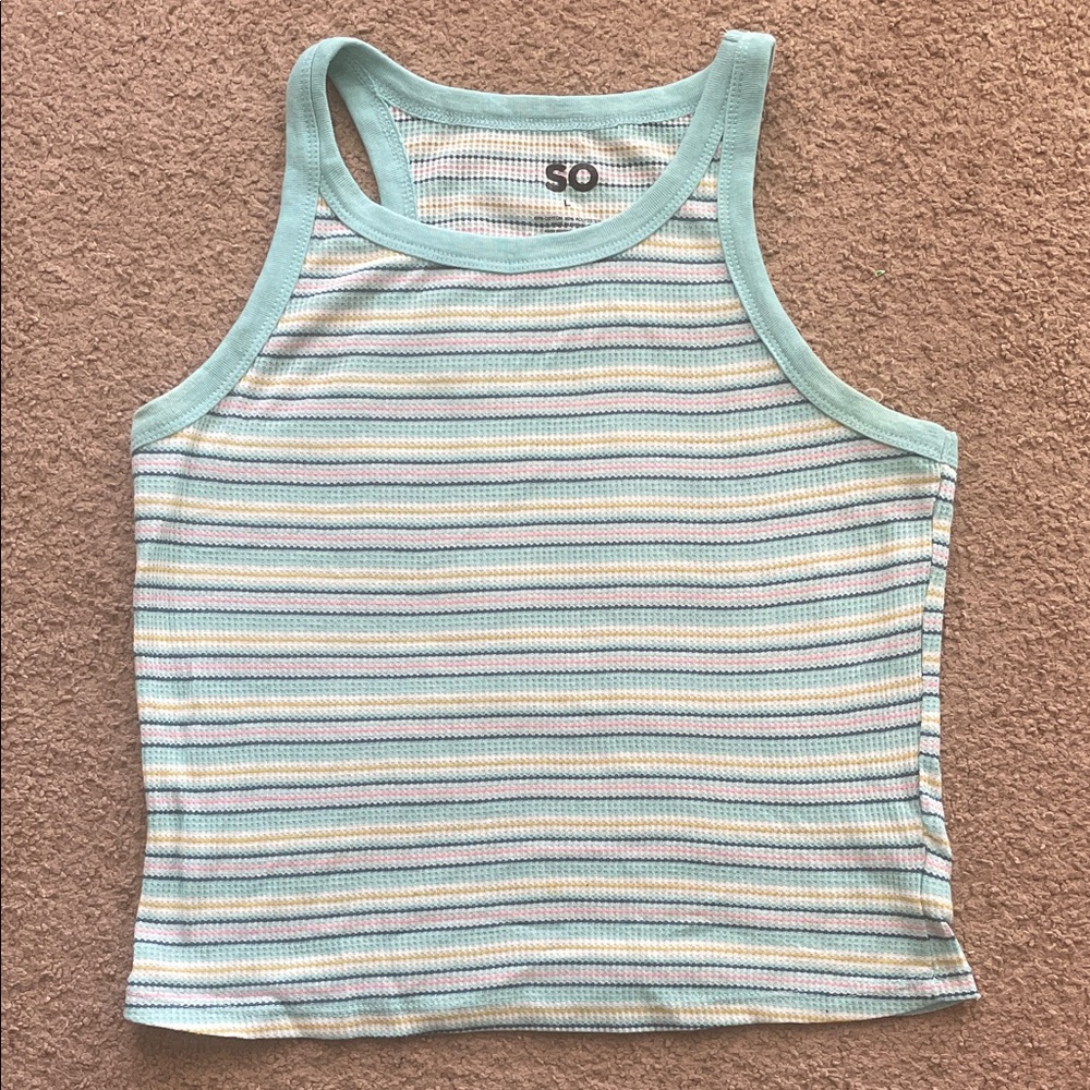 SO Aqua and White Striped tank top